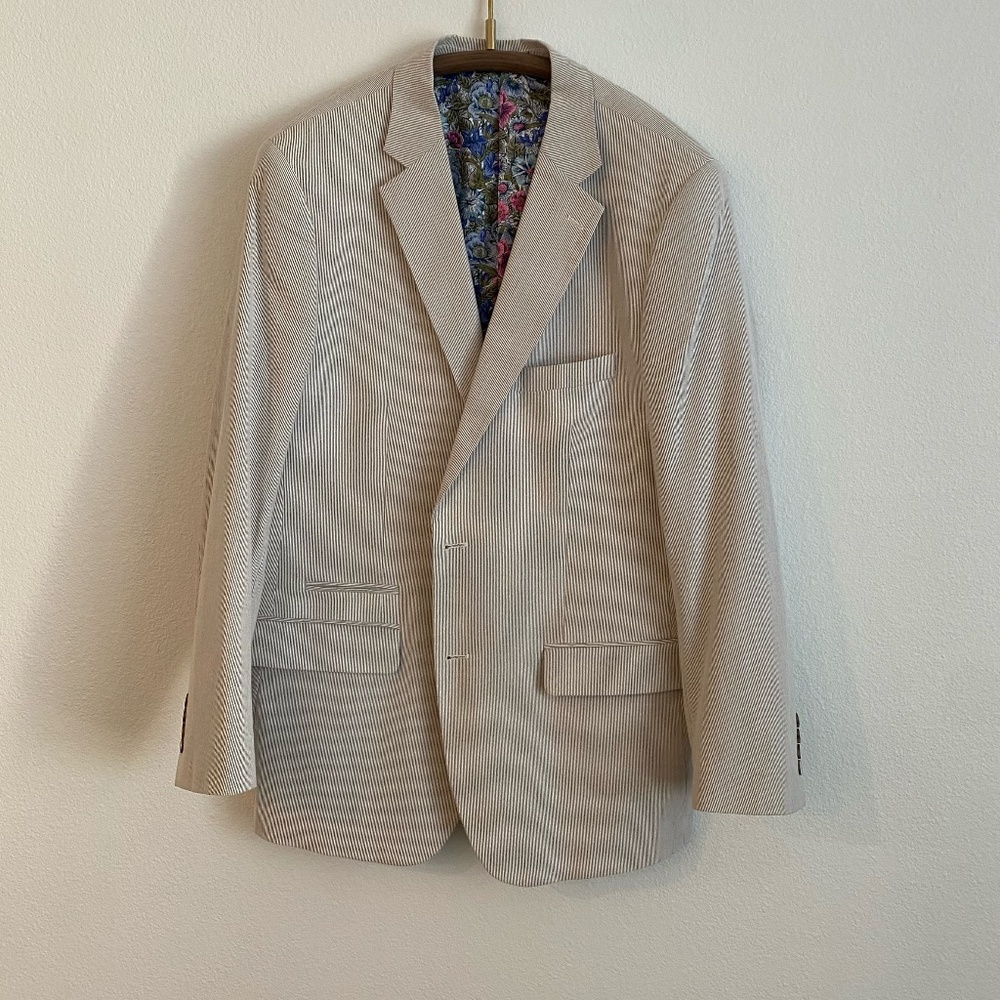 Alan Flusser Men's Striped Suit Blazer - Large